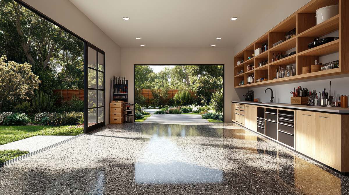 Bright open living area with built in shelves, showing how DADU bedroom count shapes shared space